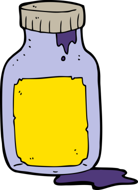 Bir insan tarafından çizilmiş öksürük şurubu.