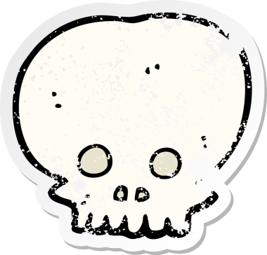 Bir insan tarafından çizilmiş ürkütücü bir kafatası sembolünün gerilimli yapıştırması.