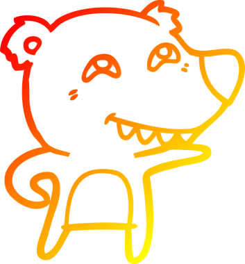 Bir insan tarafından çizilmiş dişleri gösteren çizgi film ayısının sıcak çizgi çizimi