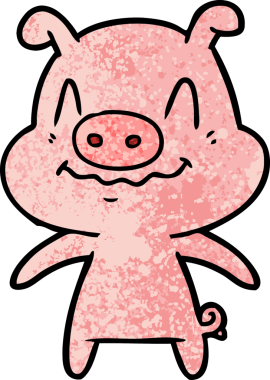 Bir insan tarafından çizilmiş sinirli çizgi film domuzu.