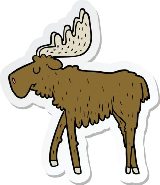 Bir insan tarafından çizilmiş çizgi film geyiğinin çıkartması.