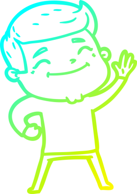 Bir insan tarafından çizilmiş mutlu bir çizgi film karakteri çizimi.