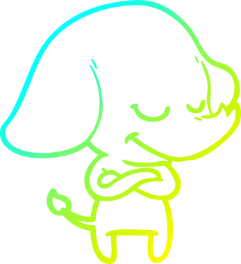 Bir insan tarafından çizilmiş gülümseyen bir filin soğuk gradyan çizimi