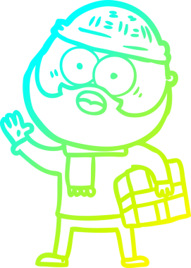 Bir insan tarafından çizilmiş sakallı bir adamın soğuk çizgi çizimi.