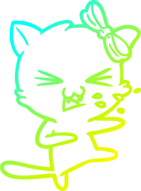 Bir insan tarafından çizilen çizgi film kedisinin soğuk gradyan çizgisi.