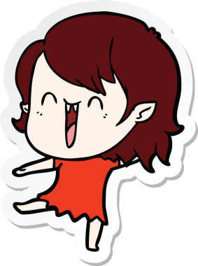 Bir insan tarafından çizilmiş şirin, mutlu bir vampir kızın çıkartması.