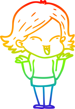 gökkuşağı gradyan çizimi mutlu bir çizgi film kızı bir insan tarafından çizildi