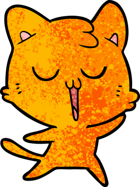 Bir insan tarafından çizilmiş çizgi film kedisi.