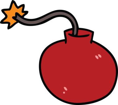 Bir insan tarafından çizilmiş tuhaf bir çizgi film bombası.