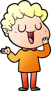 Bir insan tarafından çizilmiş gülen karikatür adam.