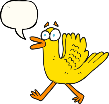 Bir insan tarafından çizilmiş serbest konuşma balonu çizgi filmi kanat çırpan ördek.