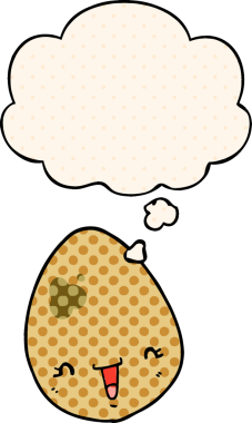 Çizgi roman tarzında bir insan tarafından çizilmiş düşünce baloncuklu çizgi film yumurtası.