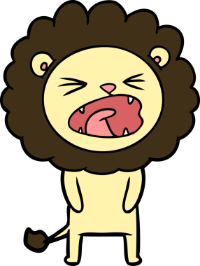 Bir insan tarafından çizilmiş çizgi film aslanı.