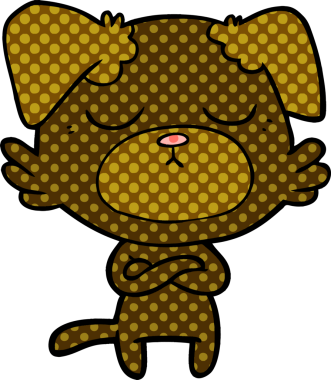 Bir insan tarafından çizilmiş şirin bir çizgi film köpeği.