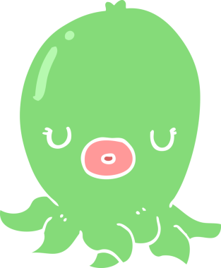 Bir insan tarafından çizilmiş düz renk çizgi film ahtapotu