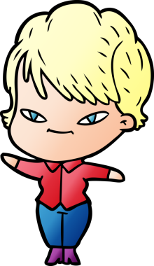 Bir insan tarafından çizilmiş mutlu bir kadın.