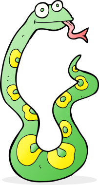 Bir insan tarafından çizilmiş çizgi film yılanı.