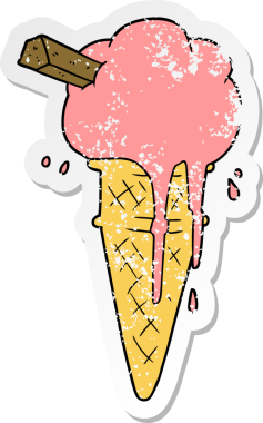 Bir insan tarafından çizilmiş karikatür dondurmasının sıkıntılı etiketi.