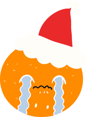 Bir insanın çizdiği portakal rengi Noel Baba şapkasının düz çizimi.