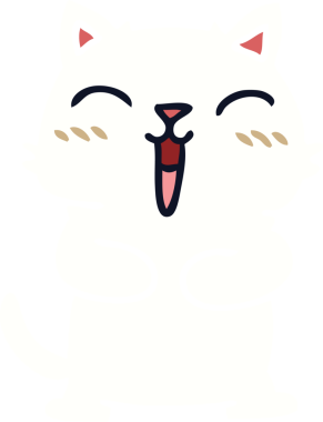 Bir insan tarafından çizilmiş garip çizgi film kedisi.