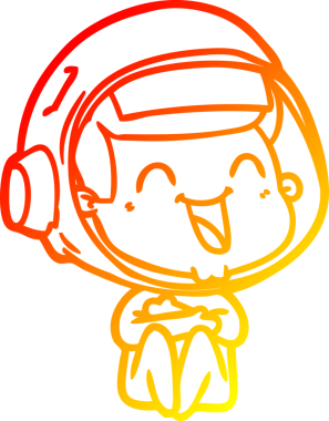 Bir insan tarafından çizilmiş mutlu bir astronotun sıcak çizgi çizimi