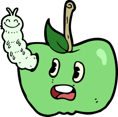 bir insan tarafından çizilmiş böcekli çizgi film elması