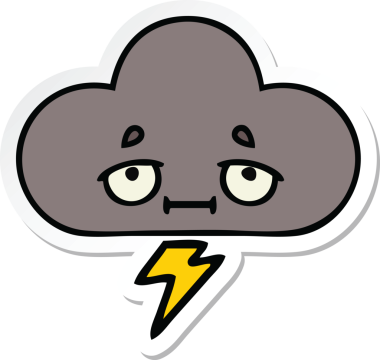 Bir insan tarafından çizilmiş şirin bir fırtına bulutunun çıkartması.