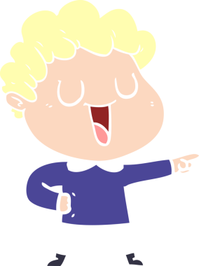 Bir insan tarafından çizilmiş düz renkli karikatür adam.