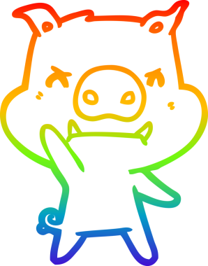 Bir insan tarafından çizilmiş kızgın çizgi film domuzu çizimi.