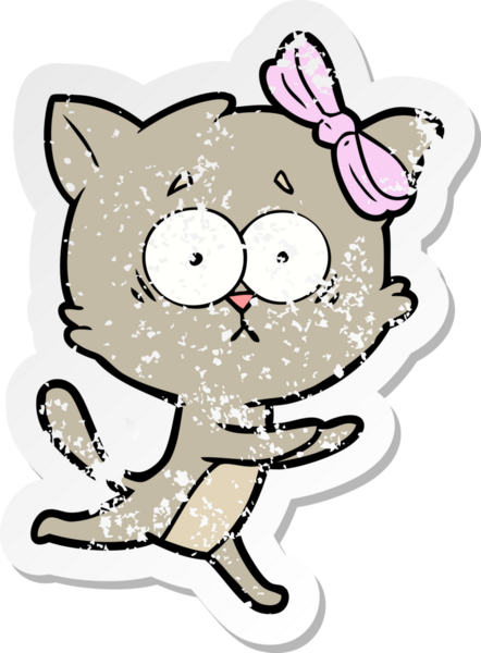 Bir insan tarafından çizilmiş karikatür bir kedinin sıkıntılı çıkartması.