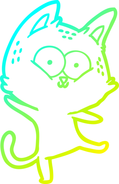 Bir insan tarafından çizilen çizgi film kedisinin soğuk gradyan çizimi