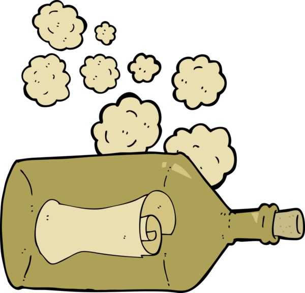 Şişede bir insan tarafından çizilmiş karikatür mektubu.