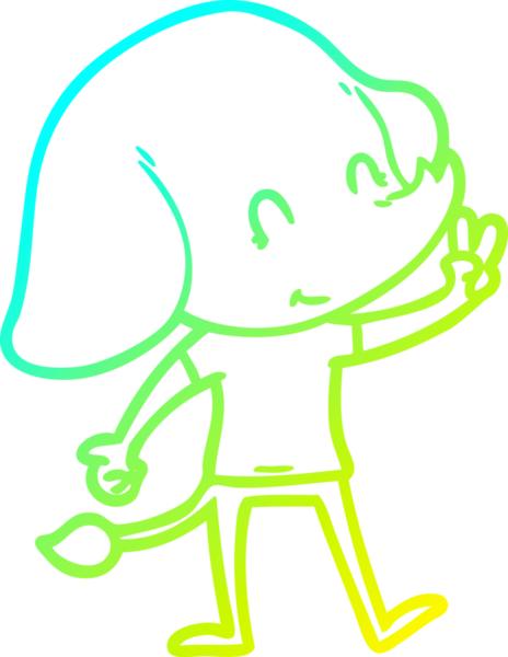 Bir insan tarafından çizilmiş şirin bir filin soğuk gradyan çizgisi