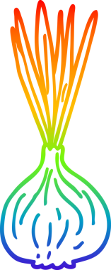 Bir insan tarafından çizilmiş soğan filizlenen bir çizgi filmin çizimi.