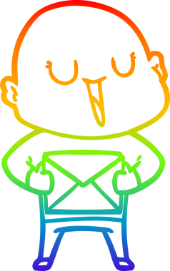 Gökkuşağı gradyan çizimi mutlu bir çizgi kel adamın bir insan tarafından çizilmiş paketiyle