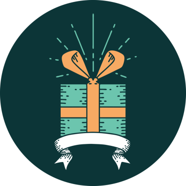 Bir insan tarafından çizilmiş dövme stili bir Noel hediyesi.