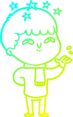 Bir çizgi film karakteri, bir insan tarafından çizilmiş soğuk gradyan çizimi.