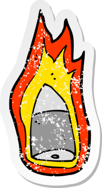 Bir insan tarafından çizilmiş alevli bir karikatürün gerilimli yapıştırması.