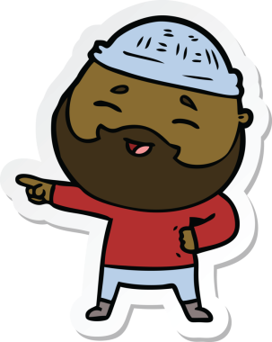 Bir insan tarafından çizilmiş mutlu sakallı bir adamın çıkartması.