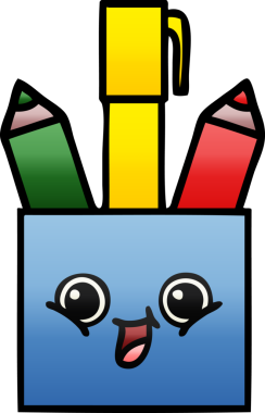 Bir insan tarafından çizilmiş kalem tenceresinin gölgelenmiş karikatürü