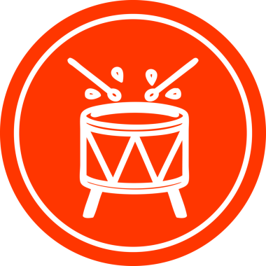 Bir insan tarafından çizilmiş davul yuvarlak simgesi