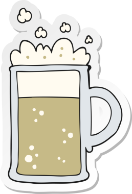 Bir insan tarafından çizilmiş bira karikatürü çıkartması.