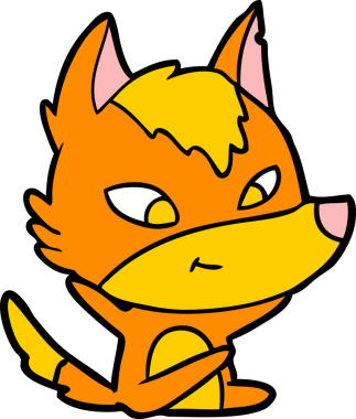 Bir insan tarafından çizilmiş tilki çizgi film karakteri