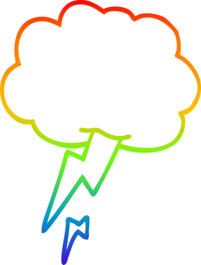 gökkuşağı gradyan çizimi bir çizgi film gök gürültüsü ve bir insan tarafından çizilen yıldırım