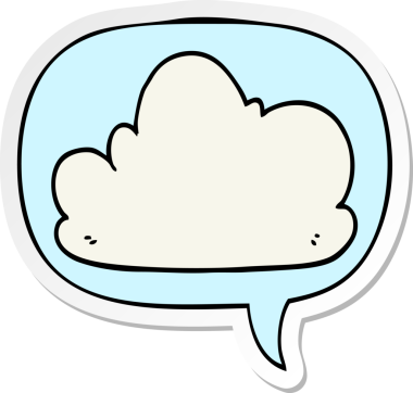 Bir insan tarafından çizilmiş balon çıkartmalı çizgi film bulutu.