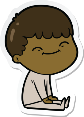 Bir insan tarafından çizilmiş mutlu bir çocuğun çıkartması.