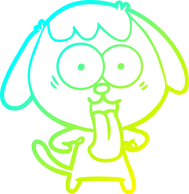 Bir insan tarafından çizilmiş şirin bir çizgi köpeğin soğuk gradyan çizgisi.