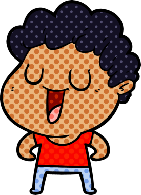 Bir insan tarafından çizilmiş gülen karikatür adam.