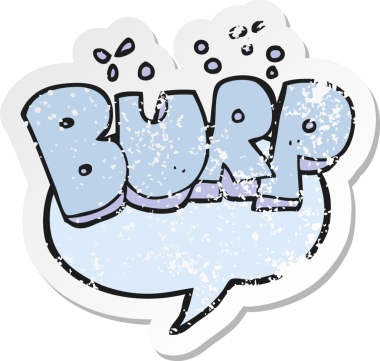 Bir insanın çizdiği geğirme çizgi filminin gerilimli retro yapıştırması.