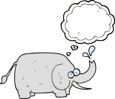 Bir insan tarafından çizilmiş serbest çizim balon karikatür fili.